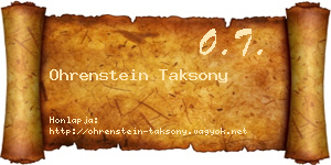 Ohrenstein Taksony névjegykártya